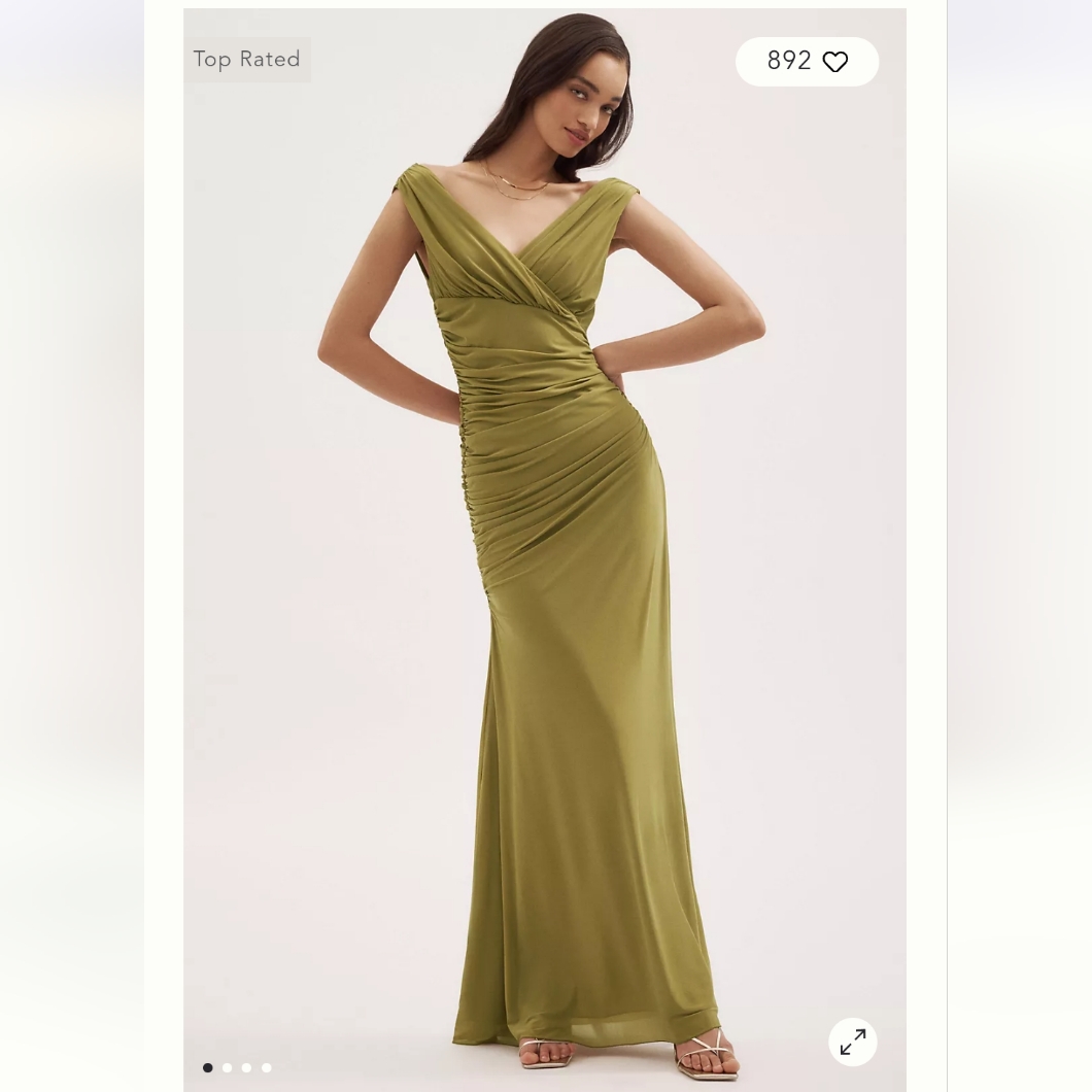 Nwt Ronny Kobo Rouched Sophia Maxi Dress In Willow Size Xs